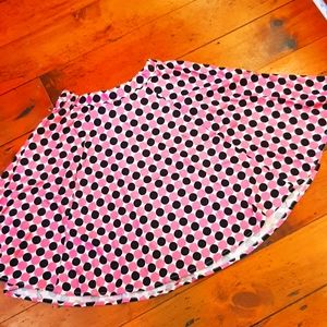 Hearts and Roses black and pink polka-dot circle skirt.
